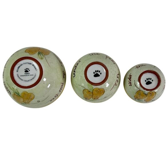 Boyds Collection Bearware Pottery Works 3 Mini Nesting Bowls Under The Pear Tree - Picture 3 of 8
